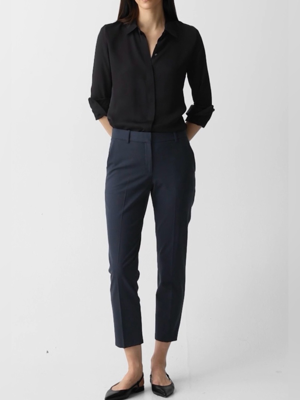 Theory Treeca 2 Traceable Wool Slim Ankle Dress Pants Navy Women’s Size 6
